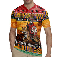 Kenya Safari Christmas Rugby Jersey Black Santa Riding Leopards - Heri ya Krismasi - Wonder Print Shop