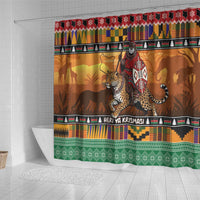 Kenya Safari Christmas Shower Curtain Black Santa Riding Leopards - Heri ya Krismasi - Wonder Print Shop