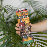 Kenya Safari Christmas Skinny Tumbler Black Santa Riding Leopards - Heri ya Krismasi - Wonder Print Shop
