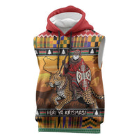 Kenya Safari Christmas Sleeveless Hoodie Black Santa Riding Leopards - Heri ya Krismasi - Wonder Print Shop