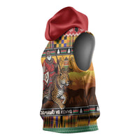 Kenya Safari Christmas Sleeveless Hoodie Black Santa Riding Leopards - Heri ya Krismasi - Wonder Print Shop