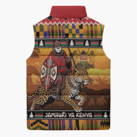 Kenya Safari Christmas Sleeveless Puffer Jacket Black Santa Riding Leopards - Heri ya Krismasi - Wonder Print Shop