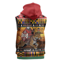 Kenya Safari Christmas Sleeveless Zip Hoodie Black Santa Riding Leopards - Heri ya Krismasi - Wonder Print Shop