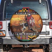 Kenya Safari Christmas Spare Tire Cover Black Santa Riding Leopards - Heri ya Krismasi - Wonder Print Shop