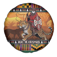 Kenya Safari Christmas Spare Tire Cover Black Santa Riding Leopards - Heri ya Krismasi - Wonder Print Shop
