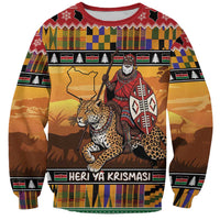 Kenya Safari Christmas Sweatshirt Black Santa Riding Leopards - Heri ya Krismasi - Wonder Print Shop
