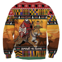 Kenya Safari Christmas Sweatshirt Black Santa Riding Leopards - Heri ya Krismasi - Wonder Print Shop