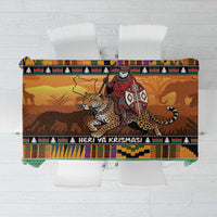Kenya Safari Christmas Tablecloth Black Santa Riding Leopards - Heri ya Krismasi - Wonder Print Shop