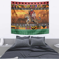 Kenya Safari Christmas Tapestry Black Santa Riding Leopards - Heri ya Krismasi - Wonder Print Shop
