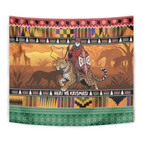 Kenya Safari Christmas Tapestry Black Santa Riding Leopards - Heri ya Krismasi - Wonder Print Shop