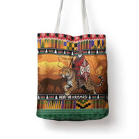 Kenya Safari Christmas Tote Bag Black Santa Riding Leopards - Heri ya Krismasi - Wonder Print Shop