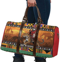 Kenya Safari Christmas Travel Bag Black Santa Riding Leopards - Heri ya Krismasi - Wonder Print Shop