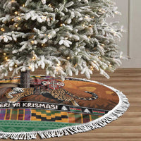 Kenya Safari Christmas Tree Skirt Black Santa Riding Leopards - Heri ya Krismasi - Wonder Print Shop