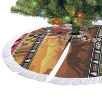 Kenya Safari Christmas Tree Skirt Black Santa Riding Leopards - Heri ya Krismasi - Wonder Print Shop