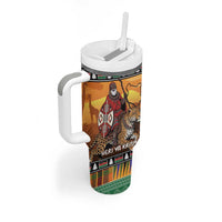 Kenya Safari Christmas Tumbler With Handle Black Santa Riding Leopards - Heri ya Krismasi - Wonder Print Shop