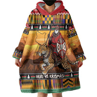 Kenya Safari Christmas Wearable Blanket Hoodie Black Santa Riding Leopards - Heri ya Krismasi - Wonder Print Shop