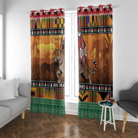 Kenya Safari Christmas Window Curtain Black Santa Riding Leopards - Heri ya Krismasi - Wonder Print Shop
