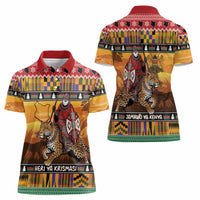 Kenya Safari Christmas Women Polo Shirt Black Santa Riding Leopards - Heri ya Krismasi - Wonder Print Shop