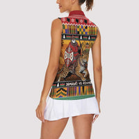 Kenya Safari Christmas Women Sleeveless Polo Shirt Black Santa Riding Leopards - Heri ya Krismasi - Wonder Print Shop