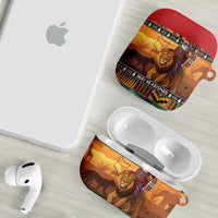 Kenya Safari Christmas AirPods Case Black Santa Riding Lion - Heri ya Krismasi - Wonder Print Shop