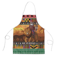 Kenya Safari Christmas Apron Black Santa Riding Lion - Heri ya Krismasi - Wonder Print Shop