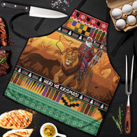 Kenya Safari Christmas Apron Black Santa Riding Lion - Heri ya Krismasi - Wonder Print Shop