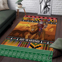 Kenya Safari Christmas Area Rug Black Santa Riding Lion - Heri ya Krismasi - Wonder Print Shop