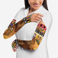Kenya Safari Christmas Arm Sleeves Black Santa Riding Lion - Heri ya Krismasi - Wonder Print Shop
