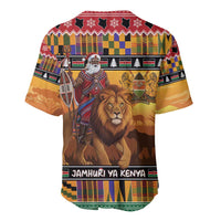 Kenya Safari Christmas Baseball Jersey Black Santa Riding Lion - Heri ya Krismasi - Wonder Print Shop