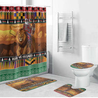 Kenya Safari Christmas Bathroom Set Black Santa Riding Lion - Heri ya Krismasi - Wonder Print Shop