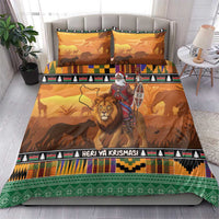Kenya Safari Christmas Bedding Set Black Santa Riding Lion - Heri ya Krismasi - Wonder Print Shop