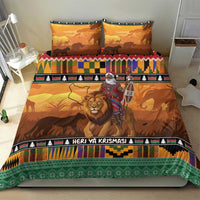 Kenya Safari Christmas Bedding Set Black Santa Riding Lion - Heri ya Krismasi - Wonder Print Shop