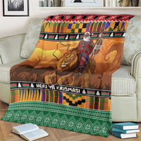 Kenya Safari Christmas Blanket Black Santa Riding Lion - Heri ya Krismasi - Wonder Print Shop