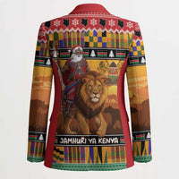 Kenya Safari Christmas Blazer Black Santa Riding Lion - Heri ya Krismasi - Wonder Print Shop