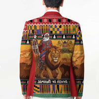 Kenya Safari Christmas Blazer Black Santa Riding Lion - Heri ya Krismasi - Wonder Print Shop