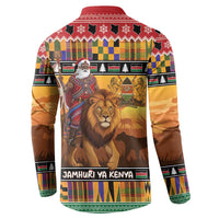 Kenya Safari Christmas Button Sweatshirt Black Santa Riding Lion - Heri ya Krismasi - Wonder Print Shop