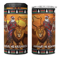 Kenya Safari Christmas 4 in 1 Can Cooler Tumbler Black Santa Riding Lion - Heri ya Krismasi - Wonder Print Shop
