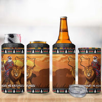 Kenya Safari Christmas 4 in 1 Can Cooler Tumbler Black Santa Riding Lion - Heri ya Krismasi - Wonder Print Shop