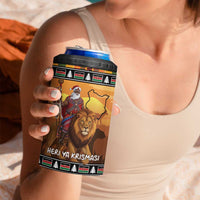 Kenya Safari Christmas 4 in 1 Can Cooler Tumbler Black Santa Riding Lion - Heri ya Krismasi - Wonder Print Shop