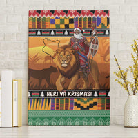 Kenya Safari Christmas Canvas Wall Art Black Santa Riding Lion - Heri ya Krismasi - Wonder Print Shop
