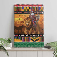 Kenya Safari Christmas Canvas Wall Art Black Santa Riding Lion - Heri ya Krismasi - Wonder Print Shop