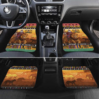 Kenya Safari Christmas Car Mats Black Santa Riding Lion - Heri ya Krismasi - Wonder Print Shop