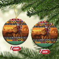 Kenya Safari Christmas Ceramic Ornament Black Santa Riding Lion - Heri ya Krismasi - Wonder Print Shop