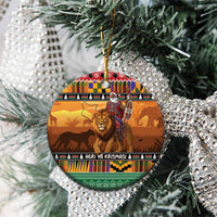 Kenya Safari Christmas Ceramic Ornament Black Santa Riding Lion - Heri ya Krismasi - Wonder Print Shop