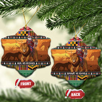 Kenya Safari Christmas Ceramic Ornament Black Santa Riding Lion - Heri ya Krismasi - Wonder Print Shop