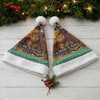 Kenya Safari Christmas Santa Hat Black Santa Riding Lion - Heri ya Krismasi - Wonder Print Shop