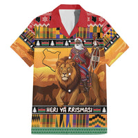 Kenya Safari Christmas Family Matching Mermaid Dress and Hawaiian Shirt Black Santa Riding Lion - Heri ya Krismasi - Wonder Print Shop