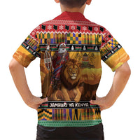Kenya Safari Christmas Family Matching Short Sleeve Bodycon Dress and Hawaiian Shirt Black Santa Riding Lion - Heri ya Krismasi - Wonder Print Shop