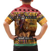 Kenya Safari Christmas Family Matching Tank Maxi Dress and Hawaiian Shirt Black Santa Riding Lion - Heri ya Krismasi - Wonder Print Shop