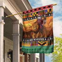 Kenya Safari Christmas Garden Flag Black Santa Riding Lion - Heri ya Krismasi - Wonder Print Shop